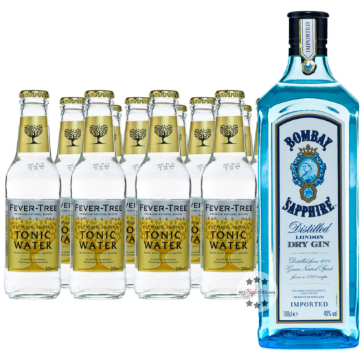 Bombay Sapphire London Dry Gin (40% Vol., 1,0 L) & 11 x Fever-Tree Tonic (0,2 L) inkl. 1,65 € Pfand 