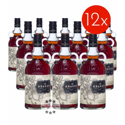 The Kraken Black Spiced Spirit Drink auf Rum-Basis / 40 % Vol. / 12 x 0,7 Liter-Flasche