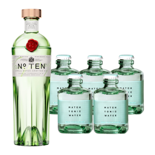 Tanqueray No. 10 Gin (47,3 % vol, 0,7l) & 5 x Match Mediterranean Tonic Water (0,2l) inkl. 1,50 € Pfand