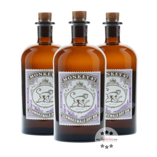 3 x Monkey 47 Schwarzwald Dry Gin / 47 % Vol. / 3 x 0,5 Liter-Flasche