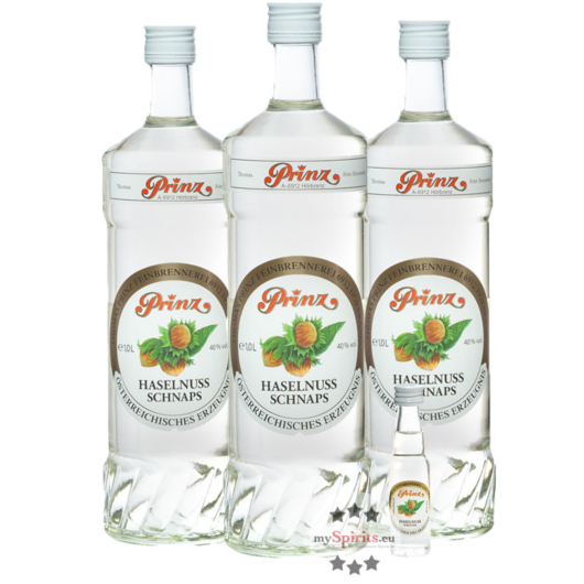 Prinz: Haselnuss-Schnaps 3er-Set / 40 % Vol. / 3 x 1,0 Liter-Flasche