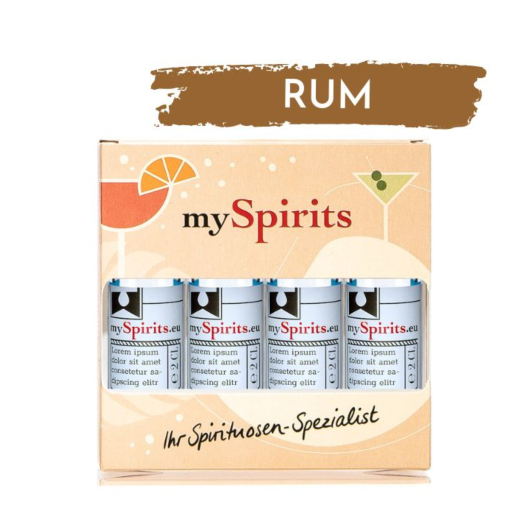 mySpirits: 4er Miniaturen-Set Rum / 38 - 43 % vol / 4 x 0,02 Liter in Deko-Box