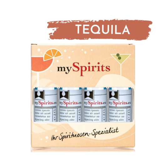 mySpirits: 4er Miniaturen-Set Tequila / 38 - 40 % vol / 4 x 0,02 Liter in Deko-Box