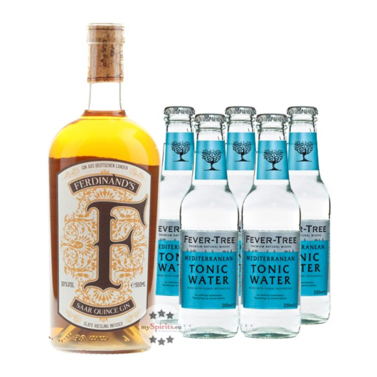 Ferdinand’s Saar Quince (30 % Vol. / 0,5 L) + 5 x Fever-Tree Mediterranean Tonic (0,2 L) inkl. 0,75 € Pfand