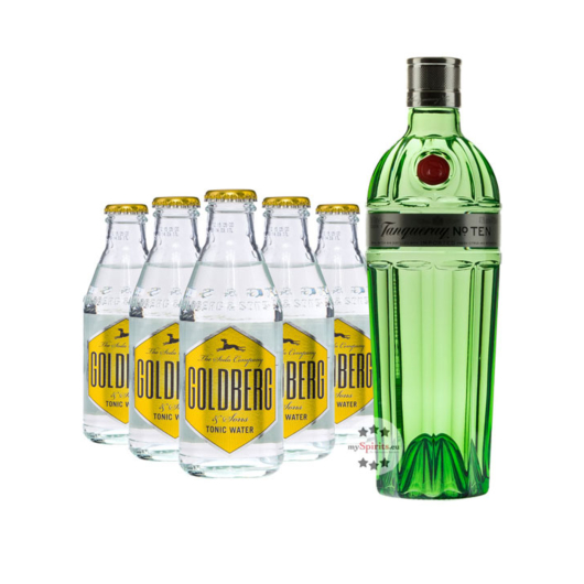 Tanqueray No. 10 Gin (47,3% Vol., 0,7 L) & 5 x Goldberg Tonic Water (0,2 L) inkl. 0,50€ Pfand