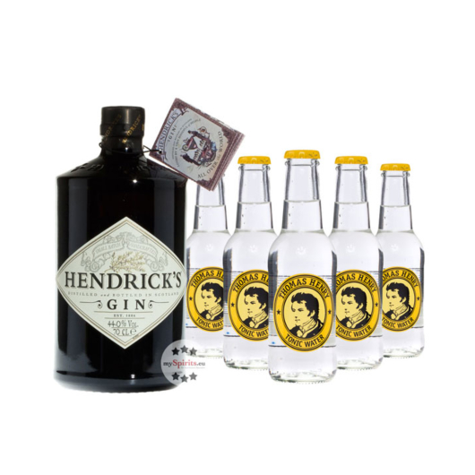 Hendrick’s Small Batch Gin (44% Vol., 0,7 L) & 5 x Thomas Henry Tonic Water (0,2 L) inkl. 0,75 € Pfand