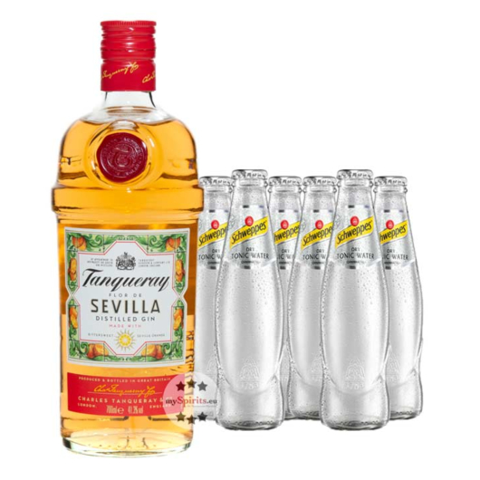 Tanqueray Flor de Sevilla Gin (41,3 % vol. / 0,7 Liter) & 6 x Schweppes Dry Tonic Water (0,2 Liter)