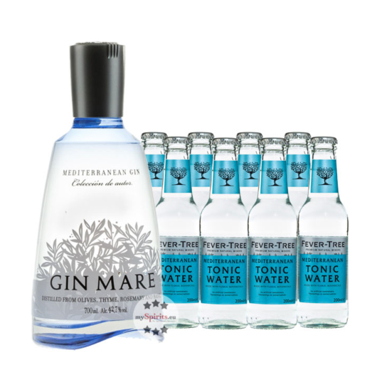 Set: Gin Mare (42,7 % Vol. / 0,7 L) + 8 x Fever-Tree Mediterranean Tonic Water (0,2 L) inkl. 1,20 € Pfand