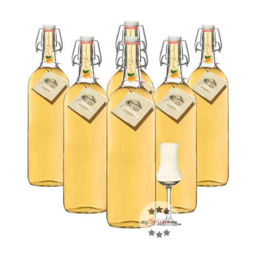 6 x Prinz: Alte Marille / 41 % Vol. / 6 x 1,0 Liter + 1 x gratis mySpirits Schnapskelch
