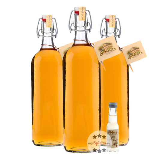 3 x Prinz: Alte Wald-Himbeere / 41 % Vol. / 3 x 1,0 Liter-Flasche +1 x gratis 0,02 Liter Miniatur