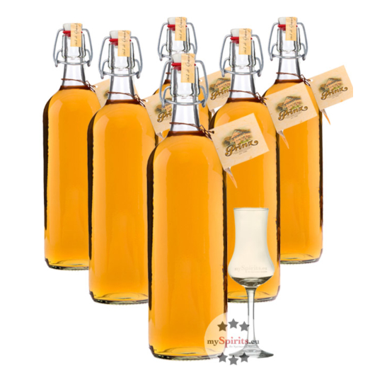 6 x Prinz: Alte Wald-Himbeere / 41 % Vol. / 6 x 1,0 Liter-Flasche + 1 x gratis mySpirits Schnapskelch