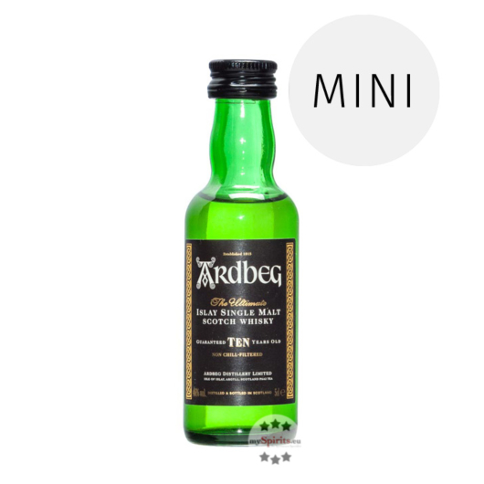 Ardbeg Ten 10 Jahre Islay Single Malt Scotch Whisky Miniatur / 46 % Vol. / 0,05 Liter-Flasche