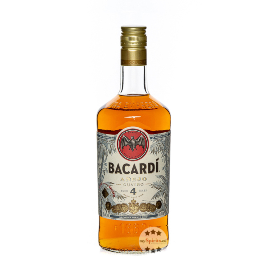 Bacardi Añejo Cuatro Aged 4 Years Gold Rum / 40 % Vol. / 0,7 Liter-Flasche