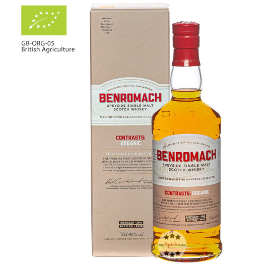 Benromach Contrasts: Organic Speyside Single Malt Whisky Bio / 46 % Vol. / 0,7 Liter-Flasche in Geschenkbox