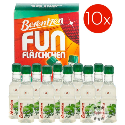 Berentzen: Fun Saurer Apfel Likör Probierset / 16% Vol. / 10 x 0,02 Liter-PET-Flasche