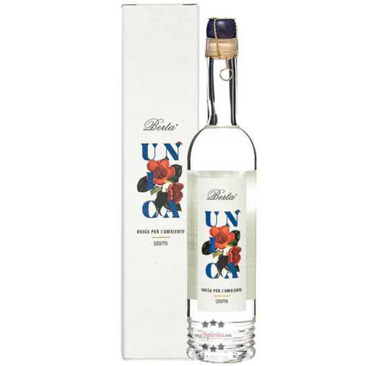 Distillerie Berta Unica Grappa / 43 % vol. / 0,5 Liter-Flasche im Geschenk-Karton