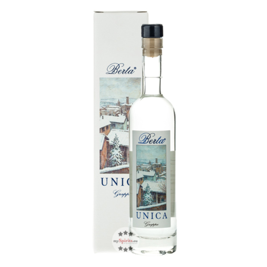 Distillerie Berta Unica Grappa / 43 % vol. / 0,2 Liter-Flasche im Geschenk-Karton