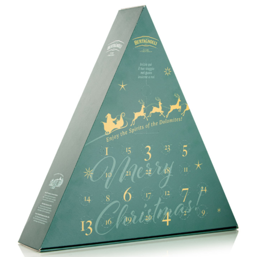 Bertagnolli Adventskalender / 17 - 42 % vol / 24 x 0,02l + Glas in Dreiecks-Box