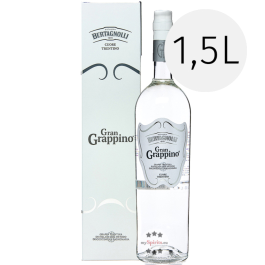 Bertagnolli Gran Grappino Bianco Grappa / 42 % Vol. / 1,5 Liter-Flasche in Geschenkbox