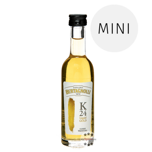 Bertagnolli K24 Liquid Gold Grappa Riserva Miniatur / 42 % Vol. / 0,05 Liter-Flasche 
