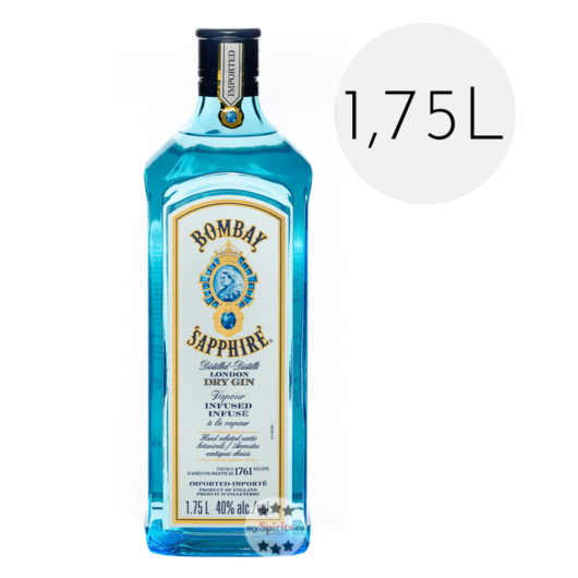 Bombay Sapphire London Dry Gin / 40 % Vol. / 1,75 Liter-Flasche