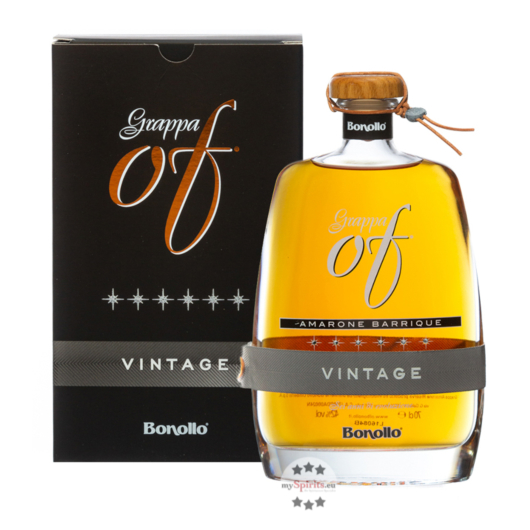 Bonollo: Grappa of Vintage Sei Stelle Amarone Barrique / 42 % Vol. / 0,7 Liter-Flasche in Geschenkkarton