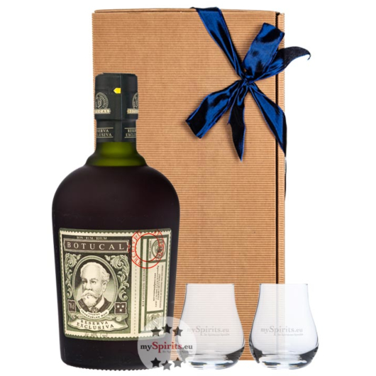 Geschenkset Botucal Reserva Exclusiva (40 % Vol., 0,7 L) & 2 mySpirits Nosinggläser in Geschenkkarton