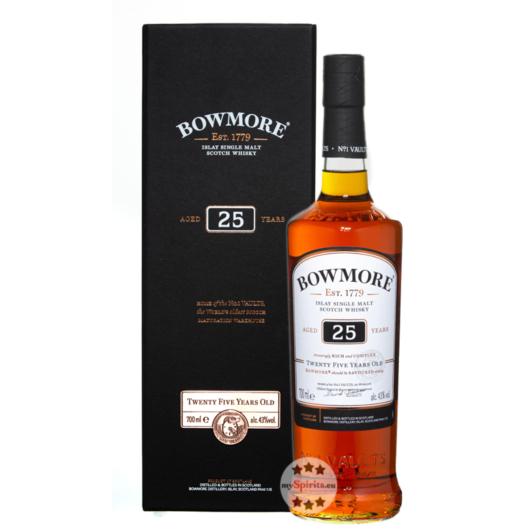 Bowmore 25 Jahre Islay Single Malt Scotch Whisky / 43 % Vol. / 0,7 Liter-Flasche in Geschenkschatulle