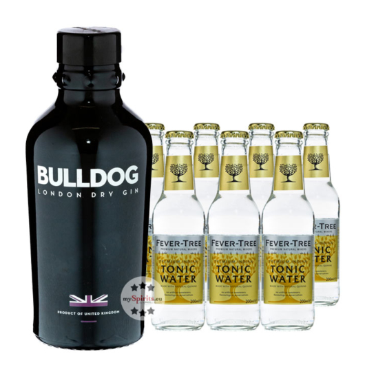 Bulldog Gin (40 % Vol. 0,7 L) & 7 x Fever-Tree Indian Tonic Water (0,2 L) inkl. 1,05 € Pfand