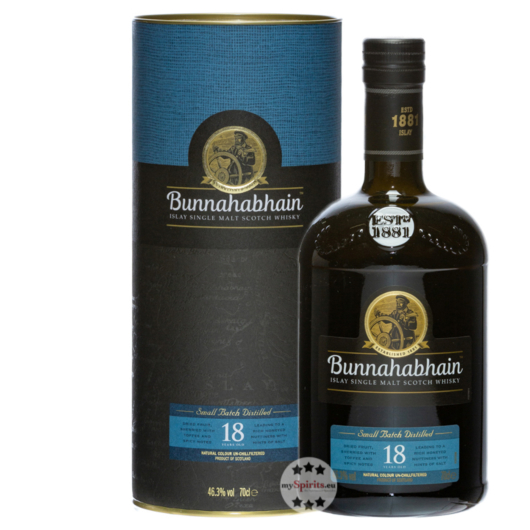 Bunnahabhain 18 Jahre Islay Single Malt Scotch Whisky / 46,3 % Vol. / 0,7 Liter-Flasche in Geschenkdose