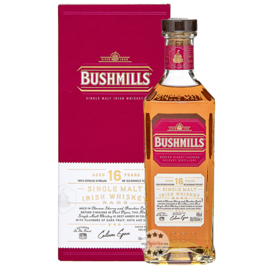 Bushmills 16 Jahre Single Malt Irish Whiskey / 40 % vol / 0,7 Liter-Flasche in Geschenkbox