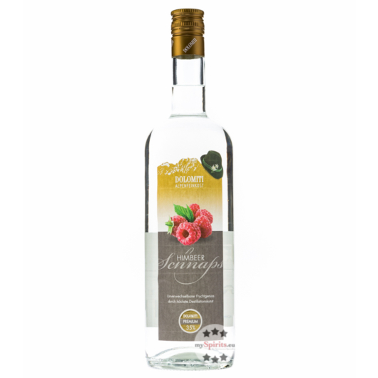 Dolomiti Himbeer Schnaps Premium / 35 % Vol. / 1,0 Liter-Flasche