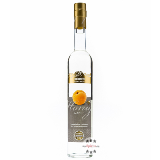 Dolomiti Honig Marille Premium, mit Honig verfeinerter Marillenschnaps / 35 % Vol. / 0,5 Liter-Flasche