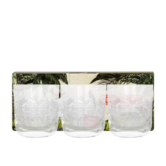 Don Papa Glas Set mit 3 Tumblern / je ca. 350 ml / Ø ca. 7,8 cm / H: ca. 10 cm / 3 Gläser in Dekobox