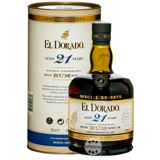 El Dorado 21 Years Finest Demerara Rum / 43 % Vol. / 0,7 Liter-Flasche in Geschenkdose