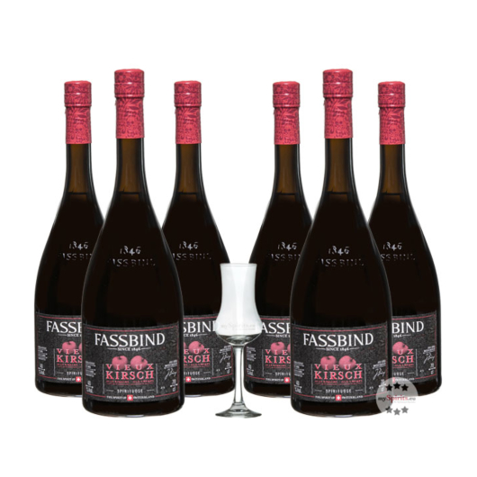 Fassbind: 6 x Alte Kirsche - Vieille Cerise / 40 % Vol. / 6 x 0,7 Liter + mySpirits Schnapskelch