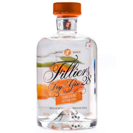 Filliers Dry Gin 28 Tangerine - Gin mit Mandarine / 43,7 % vol. / 0,5 Liter-Flasche