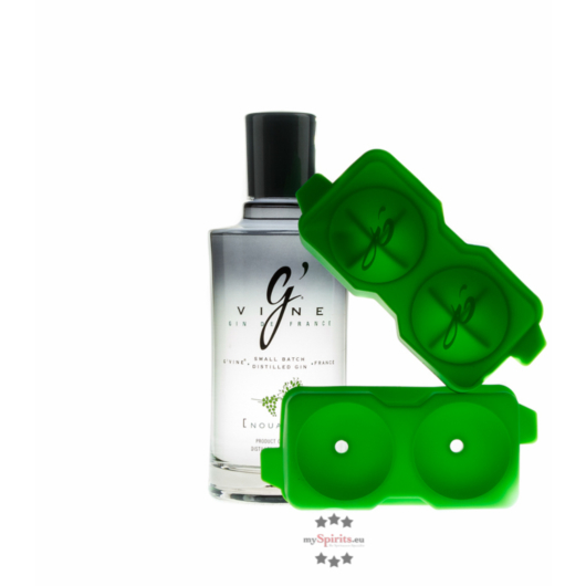 G’Vine Nouaison Gin Geschenkset – Würziger Gin mit Weinblüte im Set mit Eiswürfelform / 43,9 % vol. 0,7 Liter-Flasche