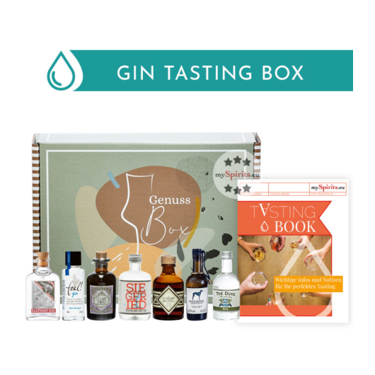 Gin Tasting Set: German Gin Probierset / 41 - 47 % Vol. / 6 x 0,05 Liter & 1 x 0,04 Liter in Genuss-Box