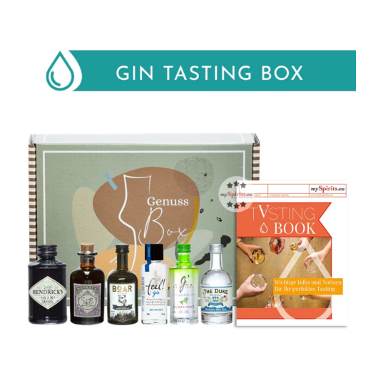 Gin Tasting Set: Liebliche Gins Probierset / 40 – 47 % Vol. / 6 x 0,05 Liter in Genuss-Box