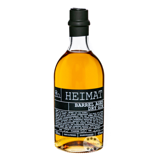 Heimat Barrel Aged Dry Gin / 43 % Vol. / 0,5 Liter-Flasche in Lederhülle