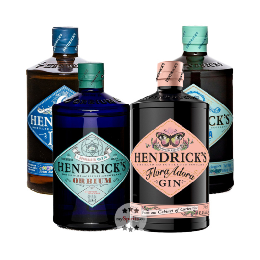 Hendrick's Editionen-Set: Flora Adora, Orbium, Lunar & Neptunia / 43,3 % vol. / 4 x 0,7 Liter-Flasche 
