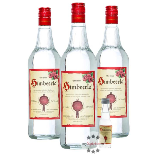 3 x Prinz: Himbeerla Kombi / 34 % Vol. / 3 x 1,0 Liter-Flasche + 1 x gratis 0,02 Liter-Miniatur