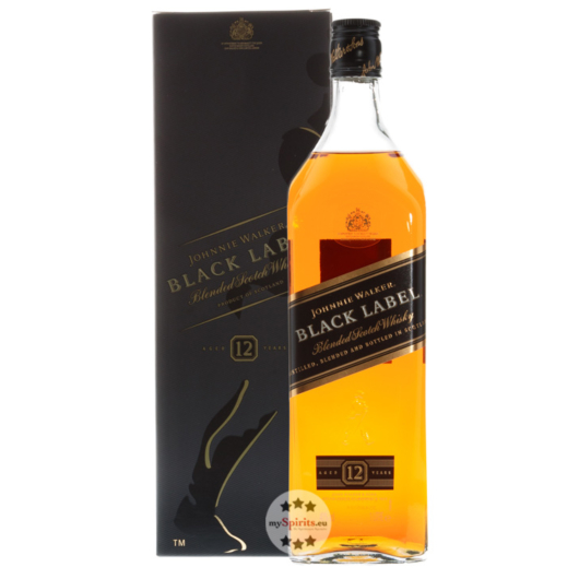 Johnnie Walker Black Label Blended Scotch Whisky - Aged 12 Years / 40 % vol. / 1,0 Liter-Flasche 