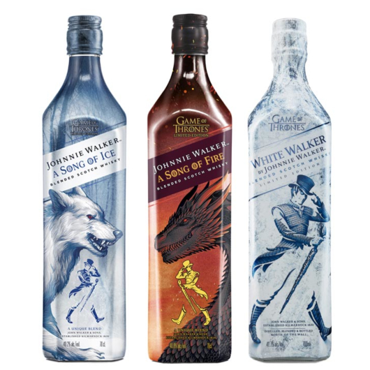 Johnnie Walker Set: 3 limitierte Game of Thrones Whiskys / 41,7 & 40,8 & 40,2 % Vol. / 3 x 0,7 Liter-Flaschen im Set