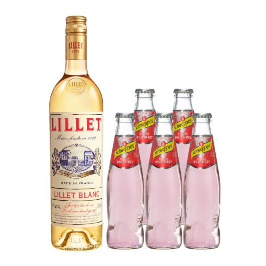 Lillet Wild Berry Set: 1 x Lillet Blanc (17 % Vol., 0,75 L) + 6 x Schweppes Wild Berry (0,2 L inkl. 0,60 € Pfand) 