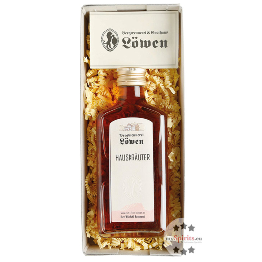 Bergbrennerei Löwen Geschenk-Set Kräutergenuss / 32 % Vol. / 0,2 Liter-Flasche