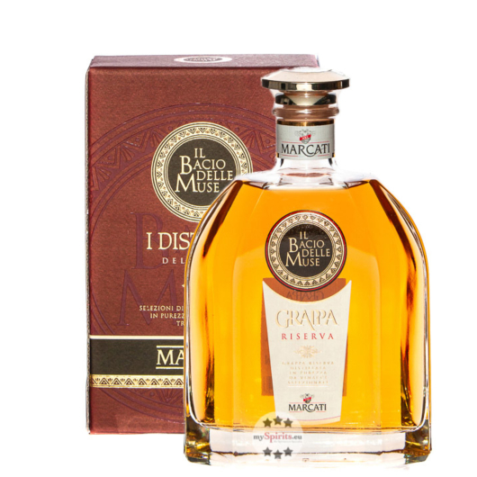 Marcati Grappa Riserva „Il Bacio delle Muse“ / 40 % Vol. / 0,7 Liter-Flasche in Geschenkbox