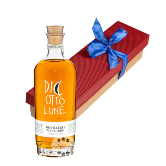 Marzadro Geschenk-Set Grappa Stravecchia Le Diciotto Lune 41 % vol. 0,7 l in Geschenk-Schachtel