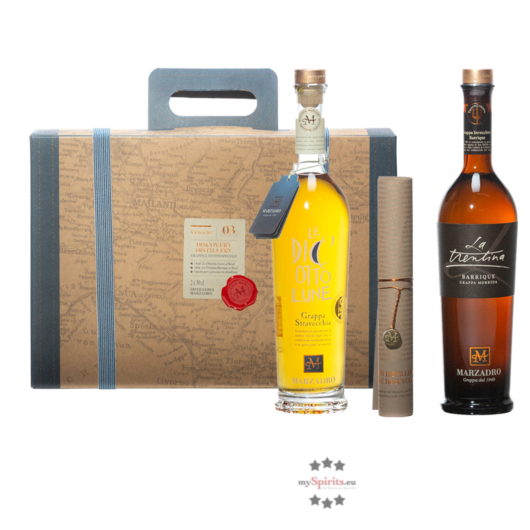 Marzadro Geschenk-Set Confezione Viaggio N. 3 Discovery Distillery / 41 % Vol. / 2 x 0,5 Liter in Geschenkbox